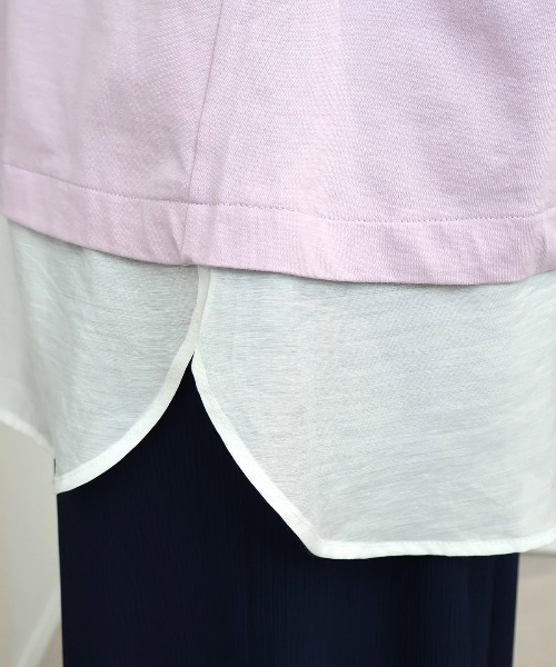 MB mint breeze(エムビーミントブリーズ)の「【L~5L 大きいサイズ】レイヤードライクロゴプリントTシャツ(Tシャツ/カットソー・レディース・グレー/ラベンダー/ネイビー・LL/3L/4L/5L/L)」の20枚目の写真