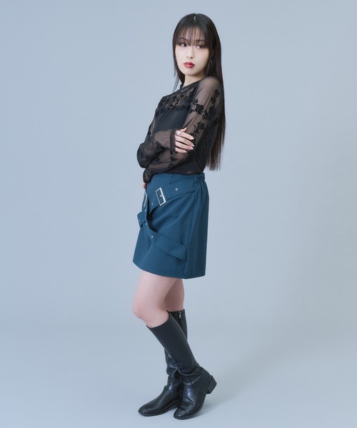 Ellno de Mavie(エルノデメヴィ)の「ダブルベルトミニスカパン(スカート・レディース・ブラック/ブルーグリーン・FREE)」の13枚目の写真
