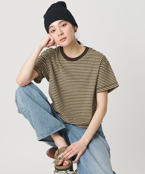 コットン パイルボーダー ショートスリーブ Tシャツ（Tシャツ