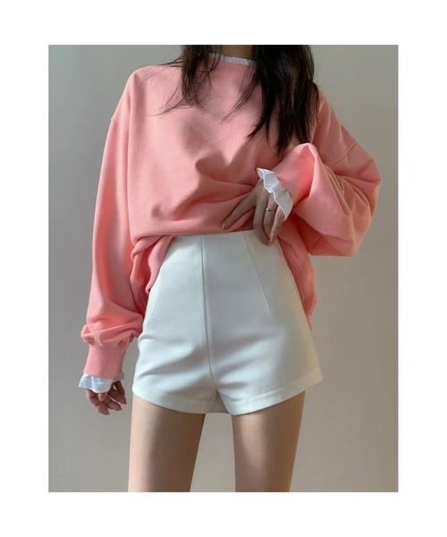 Bling Leads(ブリングリーズ)の「【Bls】 【ZL】【Bling Leads】ハイウエスト ホットパンツ(その他パンツ・レディース・ホワイト/ブラック・FREE)」の4枚目の写真