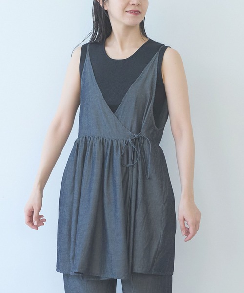 yuni(ユニ )の「R/C soft denim cachecoeur bistier blouse(シャツ/ブラウス・レディース・ネイビー・FREE)」の1枚目の写真