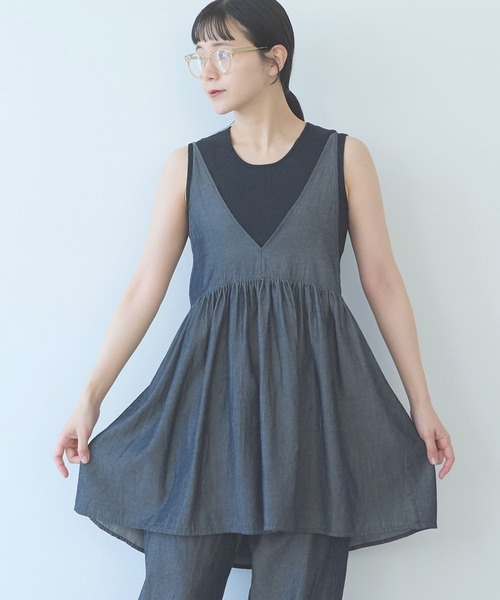 yuni(ユニ )の「R/C soft denim cachecoeur bistier blouse(シャツ/ブラウス・レディース・ネイビー・FREE)」の5枚目の写真