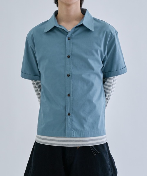 EPNK(イーピーエヌケー)の「Formed cropped shirt / フォームクロップドシャツ(シャツ/ブラウス・メンズ・チャコールグレー/ブルー・SMALL/MEDIUM/LARGE)」の21枚目の写真