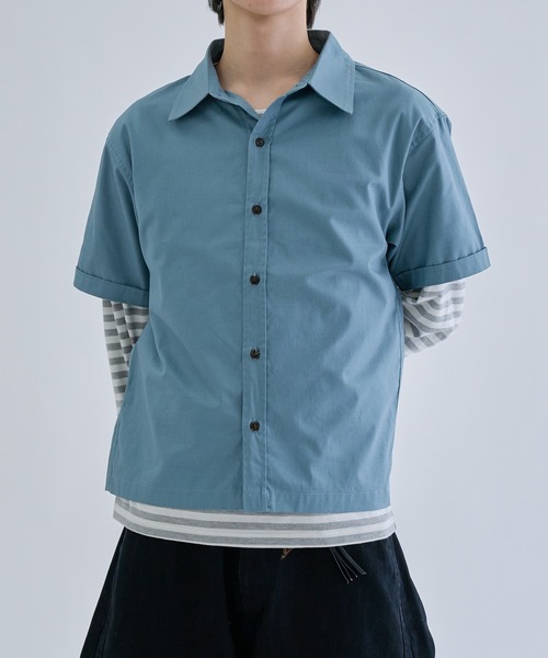 EPNK(イーピーエヌケー)の「Formed cropped shirt / フォームクロップドシャツ(シャツ/ブラウス・メンズ・チャコールグレー/ブルー・SMALL/MEDIUM/LARGE)」の22枚目の写真