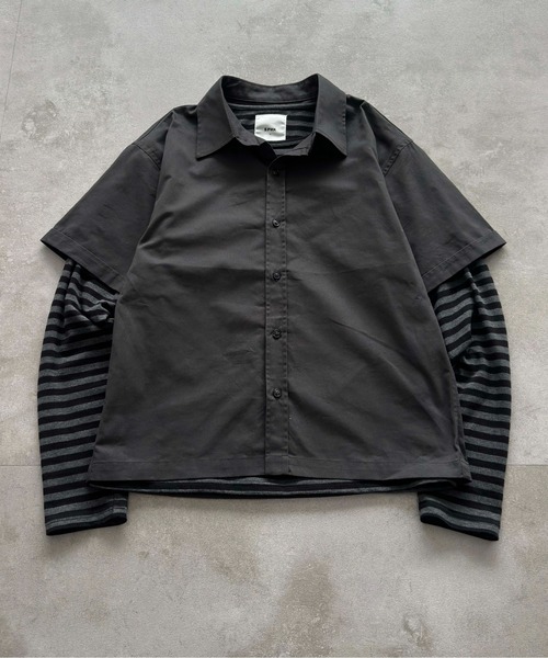 EPNK(イーピーエヌケー)の「Formed cropped shirt / フォームクロップドシャツ(シャツ/ブラウス・メンズ・チャコールグレー/ブルー・SMALL/MEDIUM/LARGE)」の15枚目の写真
