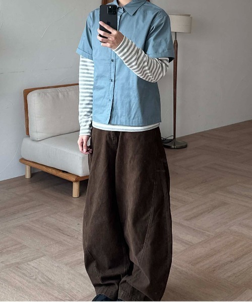 EPNK(イーピーエヌケー)の「Formed cropped shirt / フォームクロップドシャツ(シャツ/ブラウス・メンズ・チャコールグレー/ブルー・SMALL/MEDIUM/LARGE)」の20枚目の写真