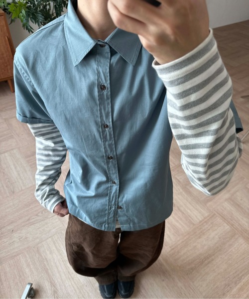 EPNK(イーピーエヌケー)の「Formed cropped shirt / フォームクロップドシャツ(シャツ/ブラウス・メンズ・チャコールグレー/ブルー・SMALL/MEDIUM/LARGE)」の17枚目の写真