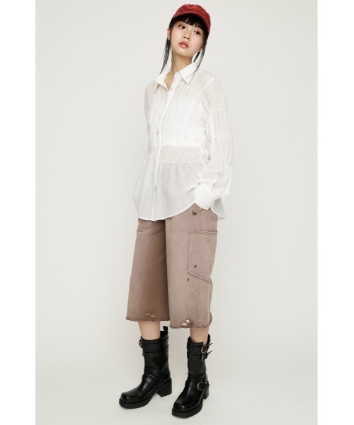 SLY（スライ）の「ASYMMETRY SHIRRING SHEER SH アシンメトリー