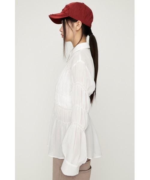 SLY（スライ）の「ASYMMETRY SHIRRING SHEER SH アシンメトリー