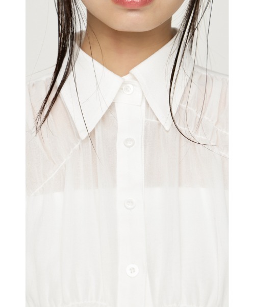 SLY（スライ）の「ASYMMETRY SHIRRING SHEER SH アシンメトリー