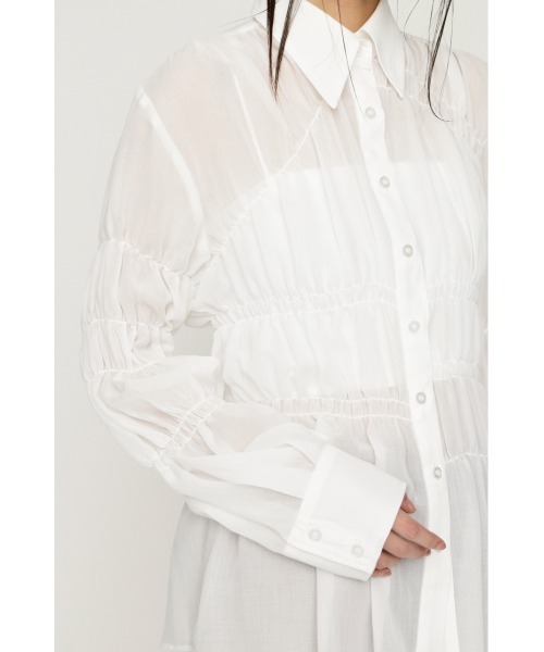 SLY（スライ）の「ASYMMETRY SHIRRING SHEER SH アシンメトリー