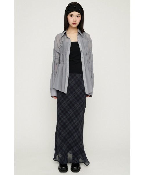 SLY（スライ）の「ASYMMETRY SHIRRING SHEER SH アシンメトリー
