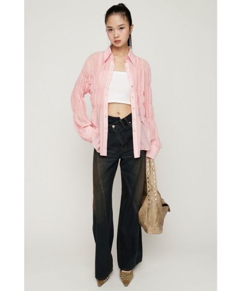 SLY（スライ）の「ASYMMETRY SHIRRING SHEER SH アシンメトリー