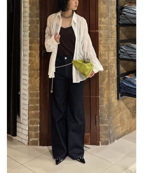 SLY(スライ)の「ASYMMETRY SHIRRING SHEER SH アシンメトリーシャーリングシアーシャツ 春服 夏服(シャツ/ブラウス・レディース・グレー/オフホワイト/ライトピンク・FREE)」の19枚目の写真