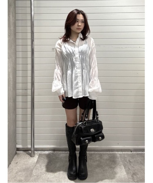 SLY（スライ）の「ASYMMETRY SHIRRING SHEER SH アシンメトリー