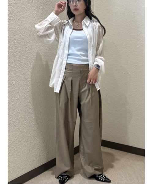SLY（スライ）の「ASYMMETRY SHIRRING SHEER SH アシンメトリー