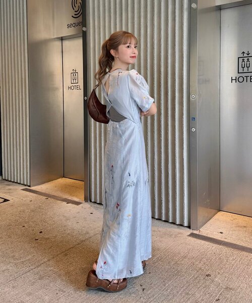 Kastane（カスタネ）の「【SAWAMOTO企画/WEB限定】SOLASE BLOOM ONEPIECE（ワンピース・レディース・サックスブルー/アイボリー・0/1）」の10枚目の写真