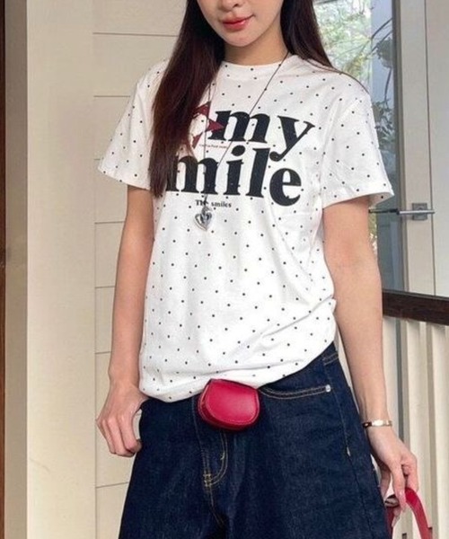 Sibra（シブラ）の「ドット柄ロゴプリントコンパクトTシャツ（Tシャツ/カットソー・レディース・グレー/ホワイト系その他/ホワイト・M）」の18枚目の写真