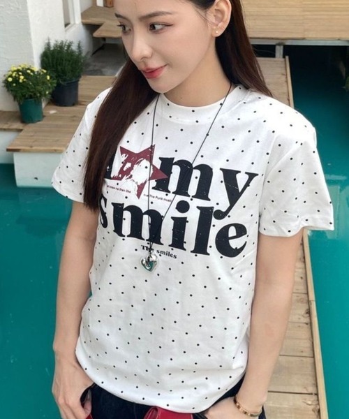 Sibra（シブラ）の「ドット柄ロゴプリントコンパクトTシャツ（Tシャツ/カットソー・レディース・グレー/ホワイト系その他/ホワイト・M）」の20枚目の写真