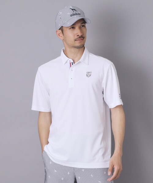 adabat(アダバット)の「【ADABAT NAVY】吸水速乾/UVカット カノコエンブレム半袖ポロシャツ(ポロシャツ・メンズ・ホワイト/ブラック/ベビーピンク・50/48/46/52)」の9枚目の写真