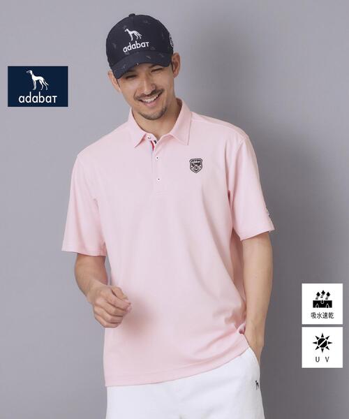 adabat(アダバット)の「【ADABAT NAVY】吸水速乾/UVカット カノコエンブレム半袖ポロシャツ(ポロシャツ・メンズ・ホワイト/ブラック/ベビーピンク・50/48/46/52)」の6枚目の写真