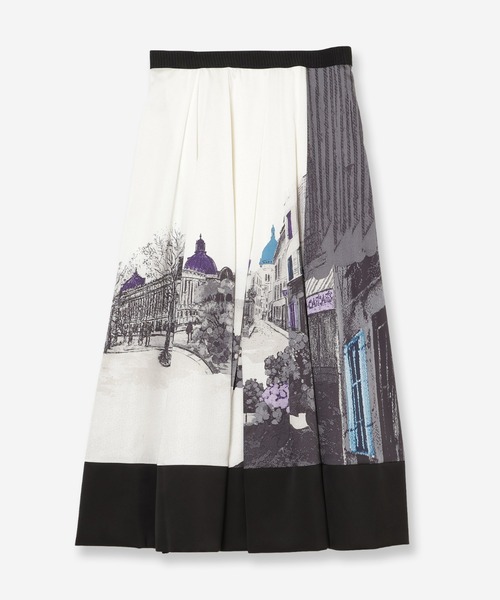 R-ISM(リズム)の「【セットアップ対応・洗える】ランドスケーププリントスカート(スカート・レディース・レッド/ブラック・4)」の1枚目の写真
