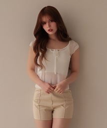Ribbon maisie french sleeve tops / リボンメイジーフレンチスリーブトップス