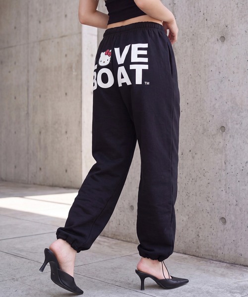 LOVE BOAT(ラブ・ボート)の「【HELLO KITTY/ハローキティ】×【LOVE BOAT/ラブボート】スウェットパンツ(スウェットパンツ・レディース・ブラック/杢グレー・S/M)」の1枚目の写真