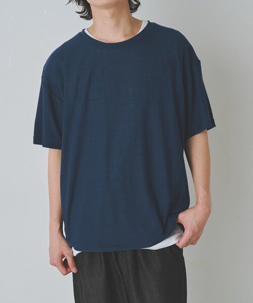 COLONY 2139(コロニートゥーワンスリーナイン)の「ニットソーレイヤードセット半袖T(Tシャツ/カットソー・メンズ・ネイビー/ベージュ/ブラック・MEDIUM/LARGE)」の2枚目の写真