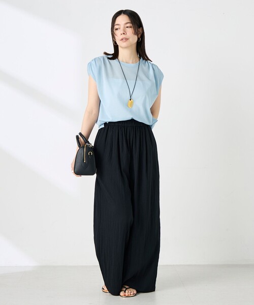 NOLLEY’S(ノーリーズ)の「ウォッシャブルシアードライコットンショルダーギャザープルオーバー(Tシャツ/カットソー・レディース・ブラック/ホワイト/サックスブルー・FREE)」の18枚目の写真