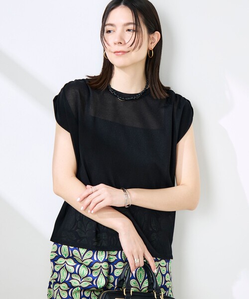 NOLLEY’S(ノーリーズ)の「ウォッシャブルシアードライコットンショルダーギャザープルオーバー(Tシャツ/カットソー・レディース・ブラック/ホワイト/サックスブルー・FREE)」の10枚目の写真