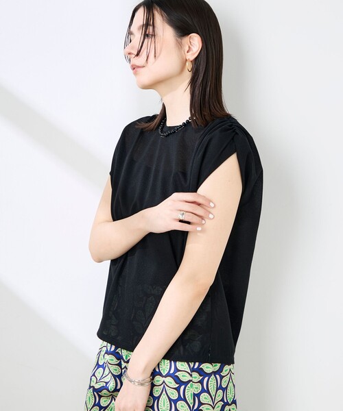 NOLLEY’S(ノーリーズ)の「ウォッシャブルシアードライコットンショルダーギャザープルオーバー(Tシャツ/カットソー・レディース・ブラック/ホワイト/サックスブルー・FREE)」の11枚目の写真