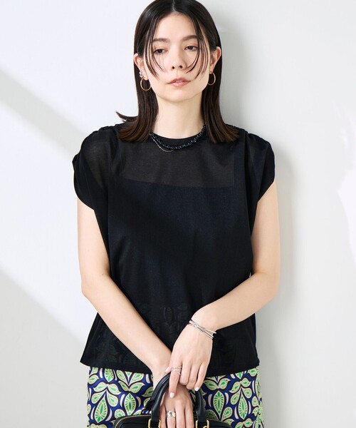 NOLLEY’S(ノーリーズ)の「ウォッシャブルシアードライコットンショルダーギャザープルオーバー(Tシャツ/カットソー・レディース・ブラック/ホワイト/サックスブルー・FREE)」の15枚目の写真