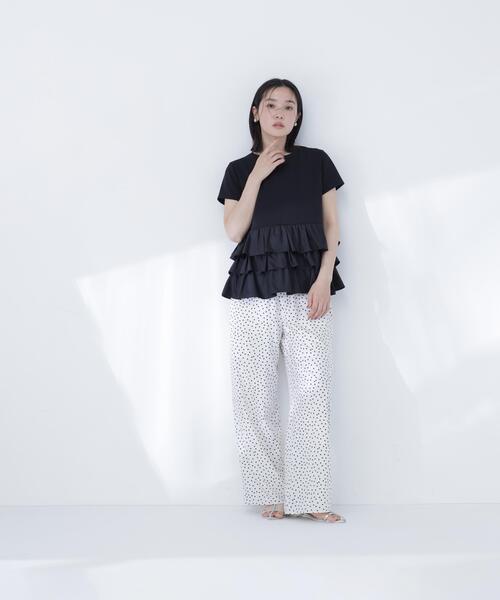NATURAL BEAUTY BASIC(ナチュラルビューティーベーシック)の「【山本里菜さんコラボ】ドッキングペプラムカットソー(Tシャツ/カットソー・レディース・ブラック/オフホワイト・フリ-)」の17枚目の写真