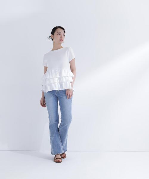 NATURAL BEAUTY BASIC(ナチュラルビューティーベーシック)の「【山本里菜さんコラボ】ドッキングペプラムカットソー(Tシャツ/カットソー・レディース・ブラック/オフホワイト・フリ-)」の17枚目の写真