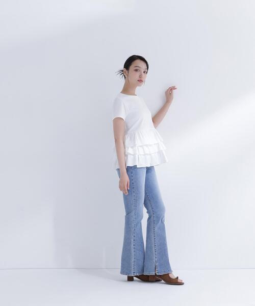 NATURAL BEAUTY BASIC(ナチュラルビューティーベーシック)の「【山本里菜さんコラボ】ドッキングペプラムカットソー(Tシャツ/カットソー・レディース・ブラック/オフホワイト・フリ-)」の13枚目の写真