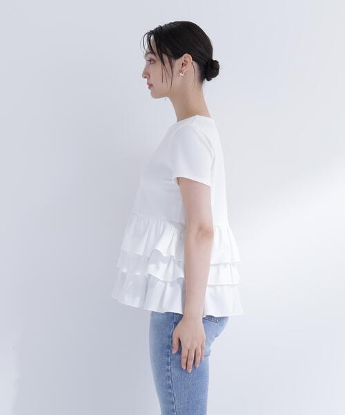 NATURAL BEAUTY BASIC(ナチュラルビューティーベーシック)の「【山本里菜さんコラボ】ドッキングペプラムカットソー(Tシャツ/カットソー・レディース・ブラック/オフホワイト・フリ-)」の10枚目の写真