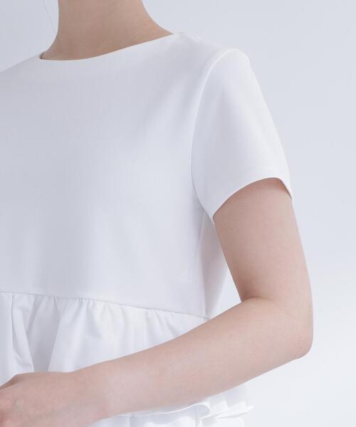 NATURAL BEAUTY BASIC(ナチュラルビューティーベーシック)の「【山本里菜さんコラボ】ドッキングペプラムカットソー(Tシャツ/カットソー・レディース・ブラック/オフホワイト・フリ-)」の7枚目の写真