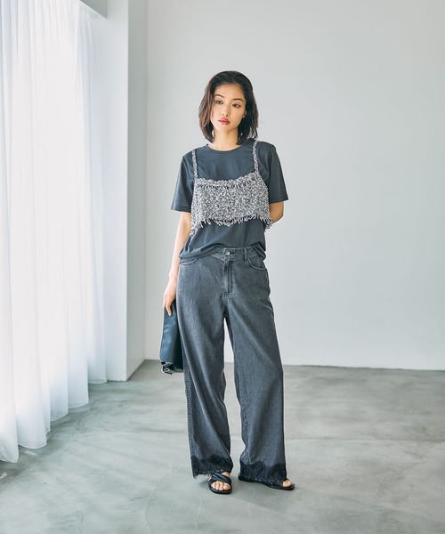 LEPSIM(レプシィム)の「スースー裾レースデニムパンツ 670524(デニムパンツ・レディース・ブルー/チャコールグレー・MEDIUM/LARGE)」の7枚目の写真