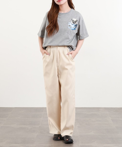 BARNDOOR(バーンドア)の「20/-天竺 いぬ・ねこポケT 26SS 半袖(Tシャツ/カットソー・レディース・ブラック系3/ホワイト系3/ブラック系2/グレー系3/グレー系2/ホワイト系2・FREE)」の14枚目の写真