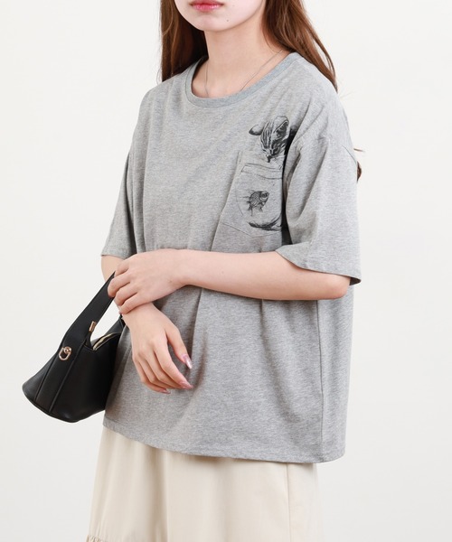 BARNDOOR(バーンドア)の「20/-天竺 いぬ・ねこポケT 26SS 半袖(Tシャツ/カットソー・レディース・ブラック系3/ホワイト系3/ブラック系2/グレー系3/グレー系2/ホワイト系2・FREE)」の20枚目の写真