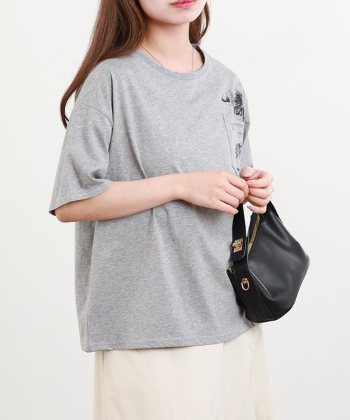 BARNDOOR(バーンドア)の「20/-天竺 いぬ・ねこポケT 26SS 半袖(Tシャツ/カットソー・レディース・ブラック系3/ホワイト系3/ブラック系2/グレー系3/グレー系2/ホワイト系2・FREE)」の16枚目の写真