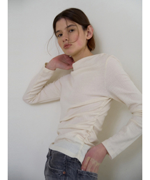 DRAPED SHIRRING T-SHIRT CREAM
