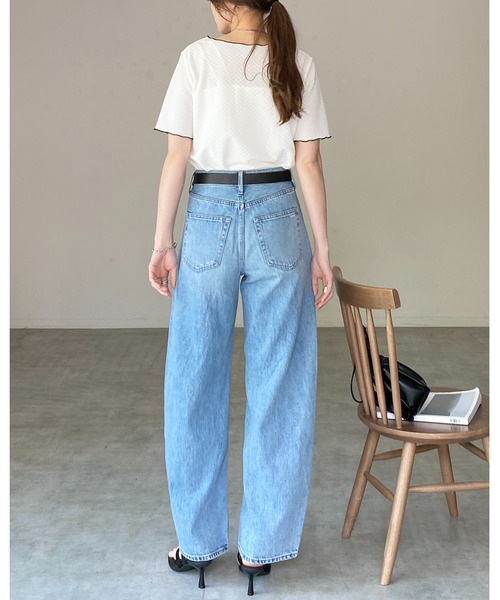 She's Closet(シーズクローゼット)の「半袖 メロウフリル ボートネックトップス 配色バイカラー tシャツ(Tシャツ/カットソー・レディース・ブラック/ホワイト・FREE)」の12枚目の写真