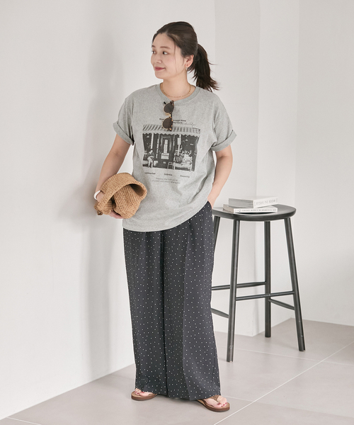 JOURNAL STANDARD（ジャーナルスタンダード）の「《追加2》汗ジミ防止天竺プリントT（Tシャツ/カットソー・レディース・ブラウン/ホワイト/チャコールグレー・FREE）」の4枚目の写真