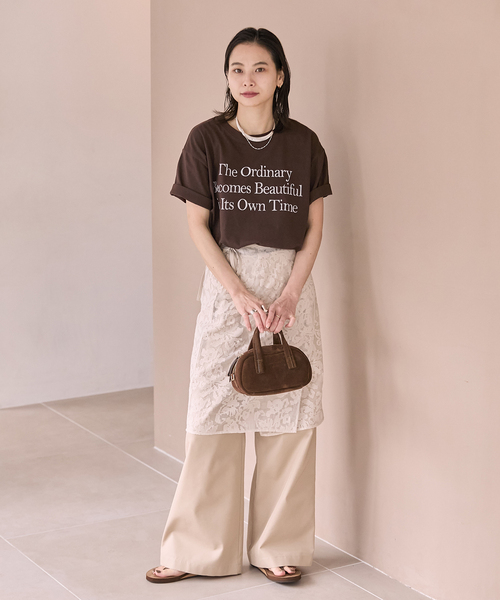 JOURNAL STANDARD（ジャーナルスタンダード）の「《追加2》汗ジミ防止天竺プリントT（Tシャツ/カットソー・レディース・ブラウン/ホワイト/チャコールグレー・FREE）」の6枚目の写真