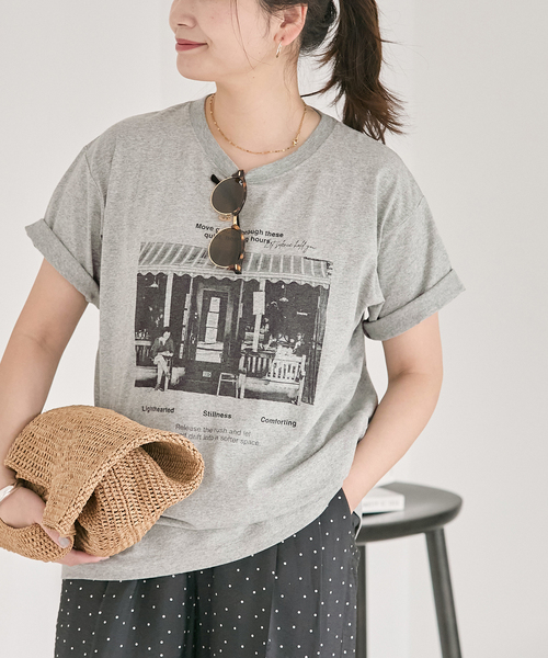 JOURNAL STANDARD（ジャーナルスタンダード）の「《追加2》汗ジミ防止天竺プリントT（Tシャツ/カットソー・レディース・ブラウン/ホワイト/チャコールグレー・FREE）」の12枚目の写真