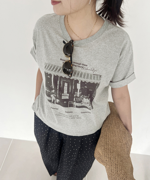 JOURNAL STANDARD（ジャーナルスタンダード）の「《追加2》汗ジミ防止天竺プリントT（Tシャツ/カットソー・レディース・ブラウン/ホワイト/チャコールグレー・FREE）」の14枚目の写真