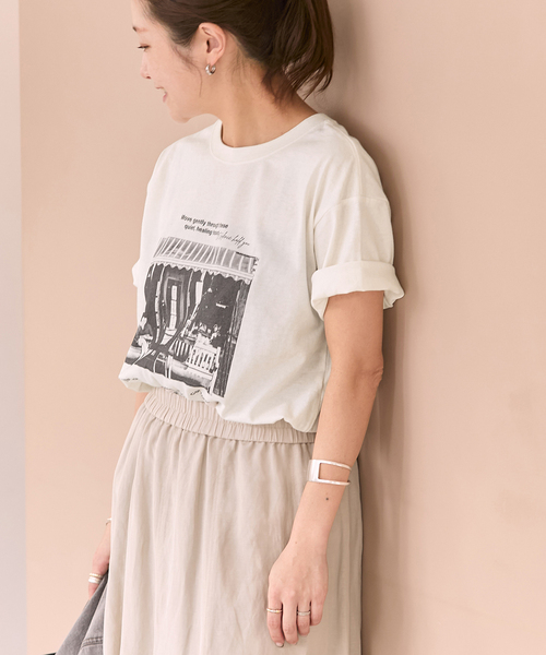 JOURNAL STANDARD（ジャーナルスタンダード）の「《追加2》汗ジミ防止天竺プリントT（Tシャツ/カットソー・レディース・ブラウン/ホワイト/チャコールグレー・FREE）」の18枚目の写真