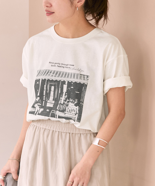 JOURNAL STANDARD（ジャーナルスタンダード）の「《追加2》汗ジミ防止天竺プリントT（Tシャツ/カットソー・レディース・ブラウン/ホワイト/チャコールグレー・FREE）」の19枚目の写真